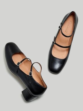 New! Madewell The Nettie Heeled Mary Jane Black Leather Shoes 8.5